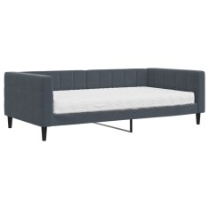 Vidaxl Dnevna postelja z vzmetnico temno siva 100x200 cm žamet