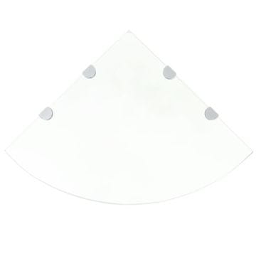 Vidaxl Kotne police 2 kosa s kromiranimi nosilci steklo 45x45 cm