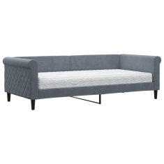 Vidaxl Dnevna postelja z vzmetnico temno siva 90x200 cm žamet