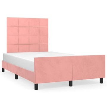 Vidaxl Posteljni okvir brez vzmetnico roza 120x190 cm žamet