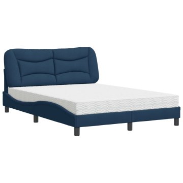 Vidaxl Postelja z vzmetnico Hvar modra 140x190 cm blago