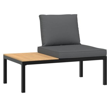 Vidaxl Vrtna klop z blazinami črn aluminij