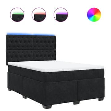 Vidaxl Box spring postelja z vzmetnico črna 140x200 cm žamet