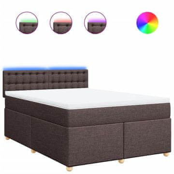 Vidaxl Box spring postelja z vzmetnico temno rjav 140x190 cm blago