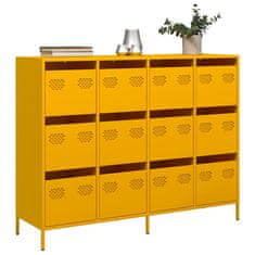 Vidaxl Komoda gorčično rumena 135x39x103,5 cm hladno valjano jeklo