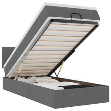 Vidaxl Otomanska postelja z vzmetnico siv 90x200 cm blago