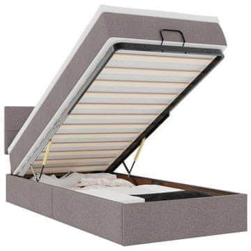 Vidaxl Otomanski posteljni okvir z vzmetnico taupe 90x190 cm blago