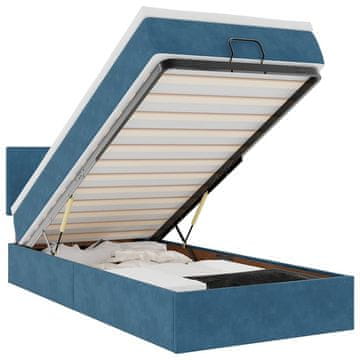 Vidaxl Otomanski posteljni okvir z vzmetnico moder 100x200 cm žamet