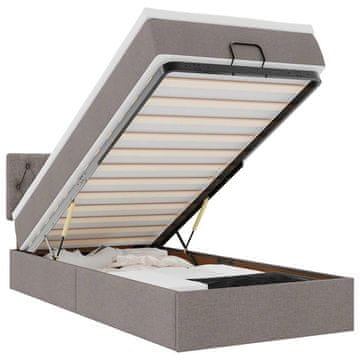 Vidaxl Otomanski posteljni okvir z vzmetnico taupe 80x200 cm blago