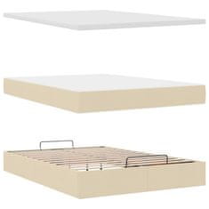 Vidaxl Otomanska postelja z vzmetnico krem 140x190 cm blago