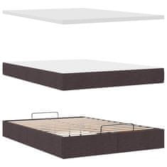 Vidaxl Otomanska postelja z vzmetnico & LEDs rjav 140x190 cm blago