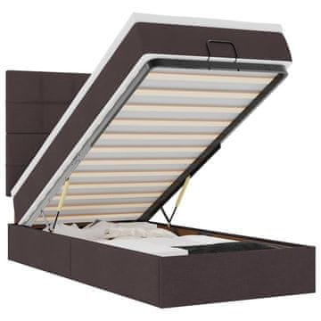 Vidaxl Otomanski posteljni okvir z vzmetnico rjav 80x200 cm blago
