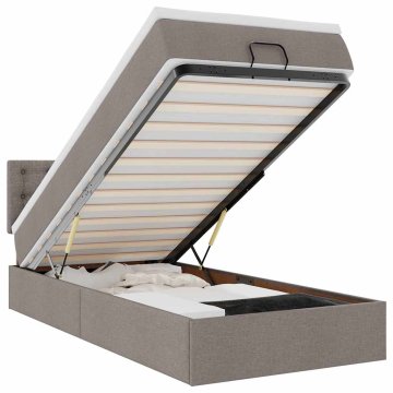 Vidaxl Otomanska postelja z vzmetnico taupe 90x200 cm blago
