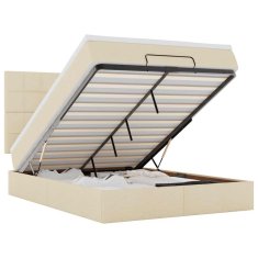 Vidaxl Otomanska postelja z vzmetnico krem 140x190 cm blago