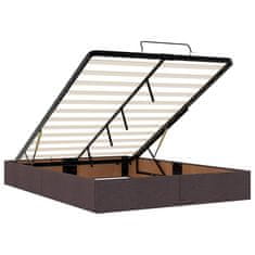 Vidaxl Otomanska postelja z vzmetnico & LEDs rjav 140x190 cm blago