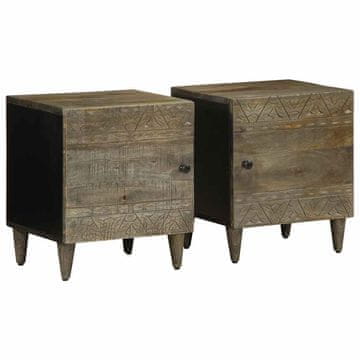 Vidaxl vidaXL Nočne omarice 2 kosa svetlo sive 40x33x46 cm masiven mangov les