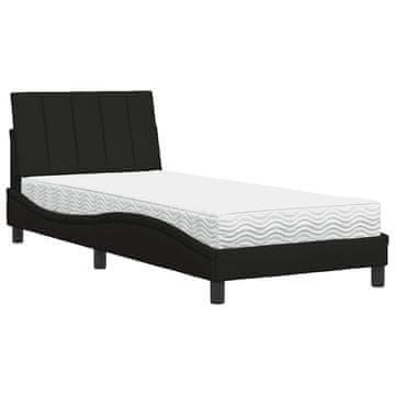 Vidaxl Postelja z vzmetnico Hanko črna 80x200 cm blago