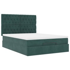 Vidaxl Otomanski posteljni okvir z vzmetnicami zelen 140x190cm žamet