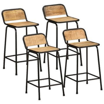 Vidaxl Barski stolčki 4 črni 46x35,5x80 cm trden mangov les