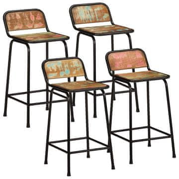 Vidaxl Barski stolčki 4 črni 46x35,5x80 cm trden predelan les