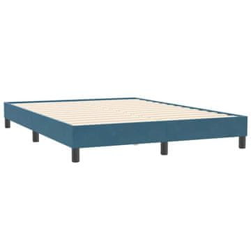 Vidaxl posteljni okvir brez vzmetnice temno modra 140x210 cm žamet