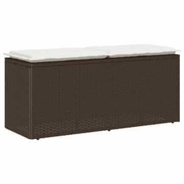 Vidaxl Vrtna klop z blazino rjava 110x40x44 cm poli ratan