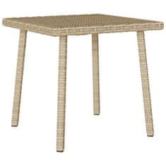 shumee vidaXL Vrtna kavna miza Pravokotna bež 40x40x37 cm poli ratan
