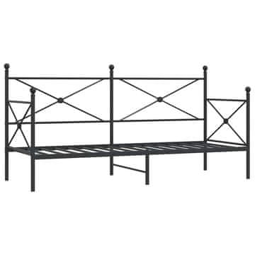 Vidaxl Dnevna postelja brez vzmetnice črna 90x200 cm Jeklo
