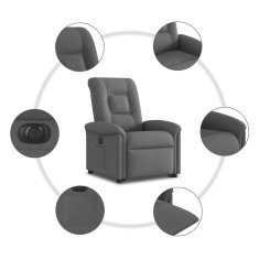 Vidaxl Električni naslanjač s funkcijo vstajanja temno siv