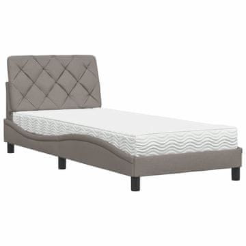 Vidaxl Postelja z vzmetnico taupe 90x190 cm blago