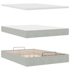 Vidaxl Otomanski posteljni okvir z vzmetnico siv 140x190 cm žamet