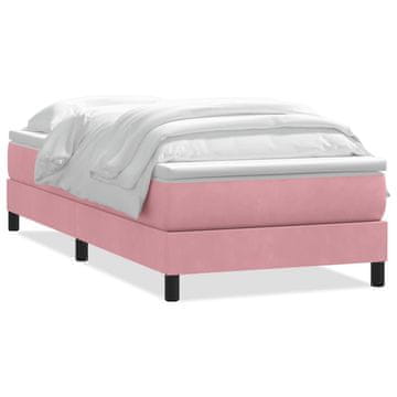 Vidaxl Box spring postelja z vzmetnico roza 80x220 cm žamet