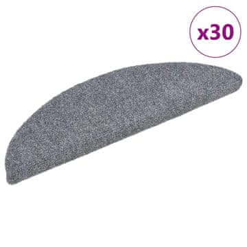 Vidaxl Preproge za stopnice samolepilne 30 kosov 56x17x3 cm svetlo sive polkrožne
