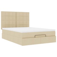 Vidaxl Otomanska postelja z vzmetnico krem 140x190 cm blago