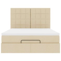 Vidaxl Otomanska postelja z vzmetnico krem 140x190 cm blago