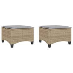 Vidaxl Vrtni stolčki z blazinami 2 kosa Bež 55x55x36 cm Poly Rattan