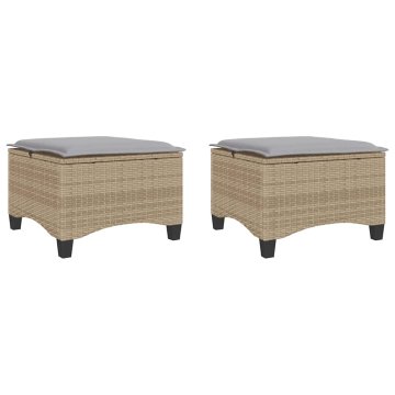Vidaxl Vrtni stolčki z blazinami 2 kosa Bež 55x55x36 cm Poly Rattan