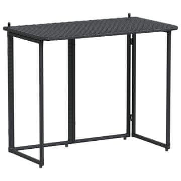 Vidaxl Zložljiva vrtna miza črna 90x51x75 cm poli ratan