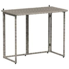 Vidaxl Zložljiva vrtna miza Grey 90x51x75 cm Poly Rattan