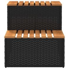 Vidaxl Hot Tub Step Black 50x50x50,5 cm Poli ratan in masivna akacija