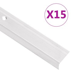 Vidaxl Obrobe za stopnice L-oblike 15 kosov aluminij 90 cm srebrne
