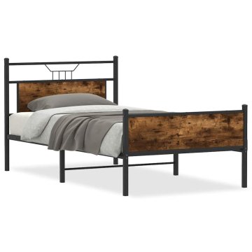 Vidaxl Posteljni okvir brez vzmetnice hrast 100x190 cm inženirski les