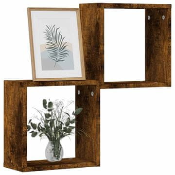 Vidaxl vidaXL Stenske police v obliki kocke 2 kosa dimljen hrast 30x15x30 cm