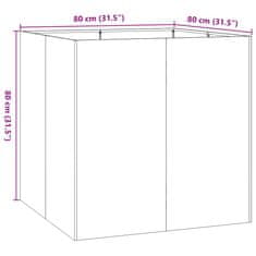 Vidaxl Cvetlično korito črno 80x80x80 cm jeklo