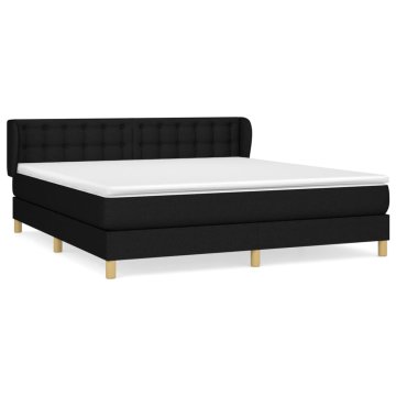 Vidaxl Box spring postelja z vzmetnico črna 180x200 cm blago