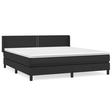Vidaxl Box spring postelja z vzmetnico črn 180x200 cm umetno usnje