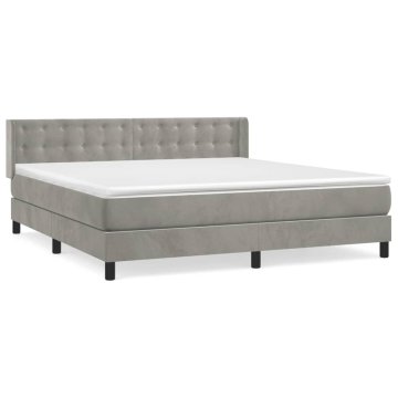 Vidaxl Box spring postelja z vzmetnico svetlo siva 180x200 cm žamet