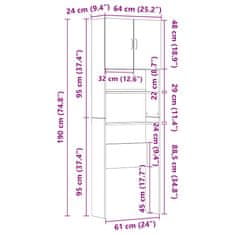 Vidaxl Omara za pralni stroj stari les 64x24x190 cm inženirski les