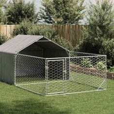 shumee vidaXL Zunanji pasji boks z izpustom 7x2x1,5 m pocinkano jeklo