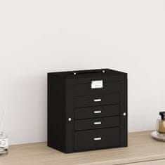 Vidaxl Jewellery Box 5-Layer z ogledalom zaklenljivo črno